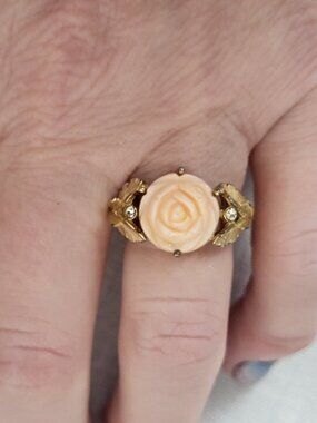 Vintage Avon Serena Coral Rose Ring Sizes 5-6 Signed 70s Spring Dressy Work